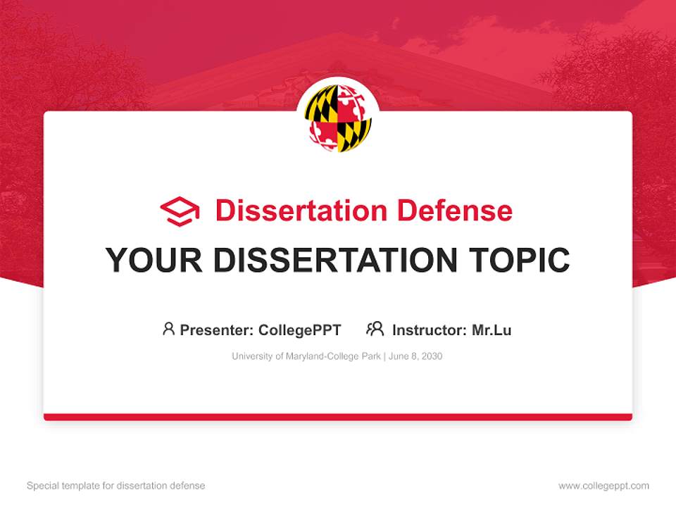 University of Maryland-College Park Graduation Thesis Defense PPT Template4:3 ratio PPT effect preview image7