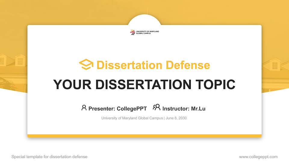 University of Maryland Global Campus Graduation Thesis Defense PPT Template16:9 ratio PPT effect preview image