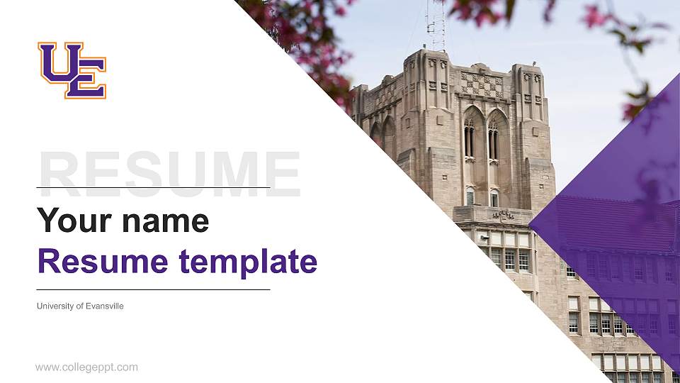 University of Evansville Resume PPT Template16:9 ratio PPT effect preview image
