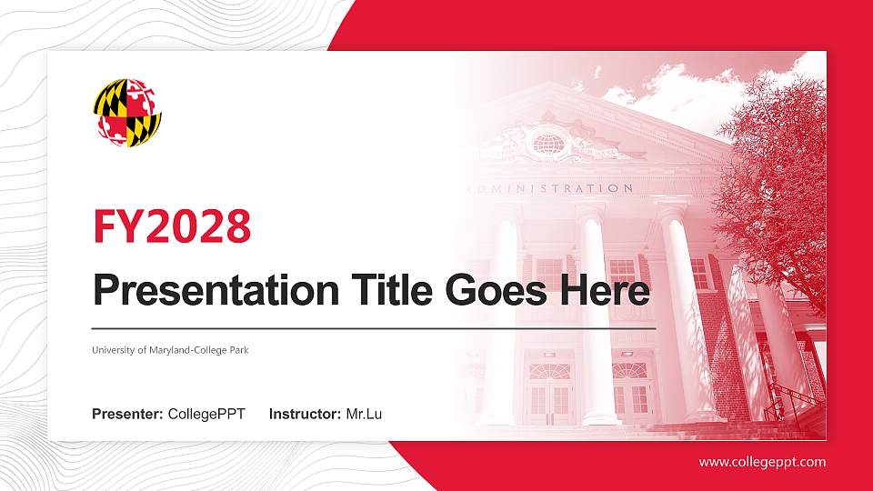 University of Maryland-College Park Academic Presentation/Research Findings Report PPT Template16:9 ratio PPT effect preview image