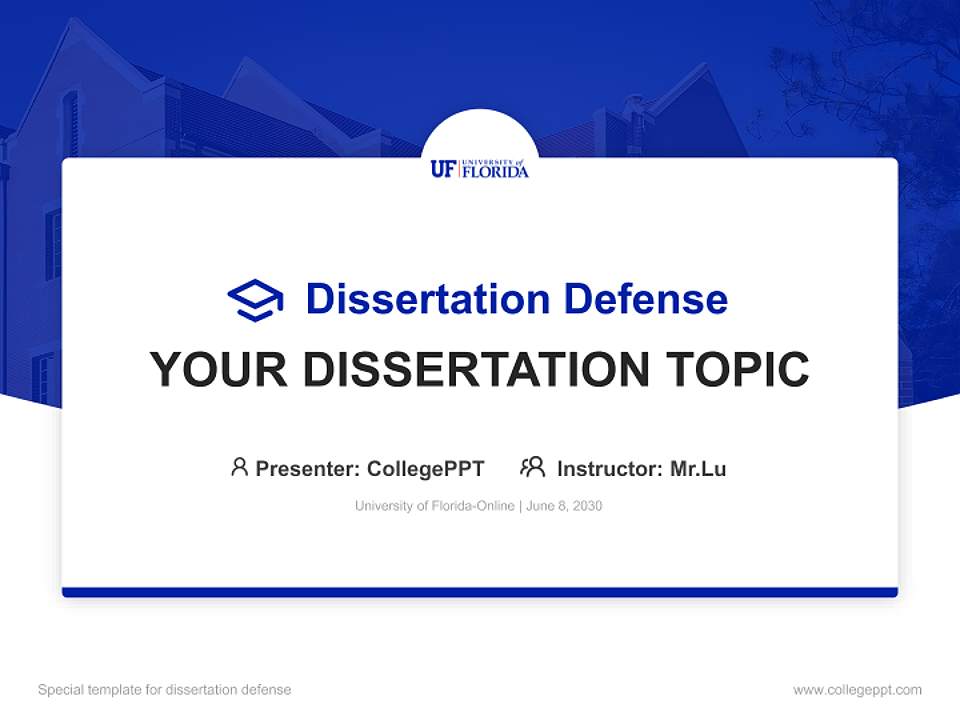 University of Florida-Online Graduation Thesis Defense PPT Template4:3 ratio PPT effect preview image7