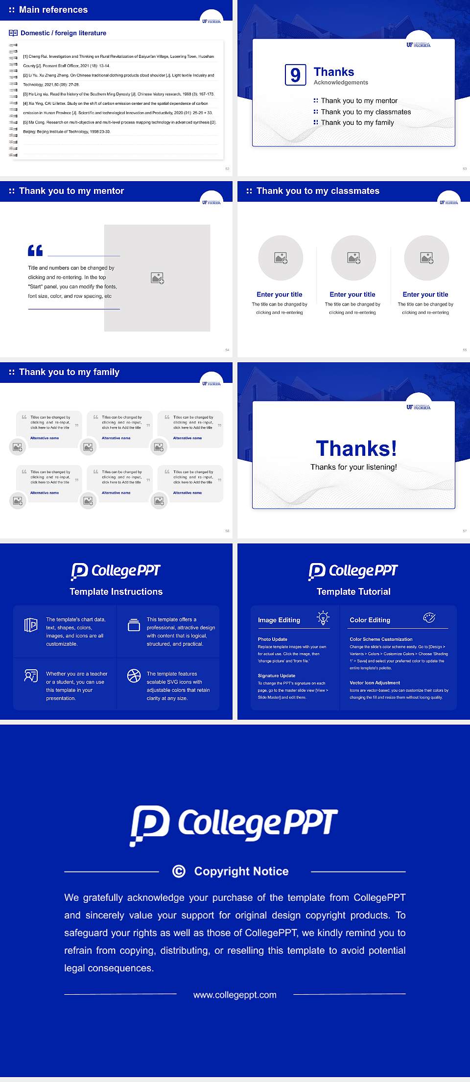 University of Florida-Online Graduation Thesis Defense PPT Template4:3 ratio PPT effect preview image7