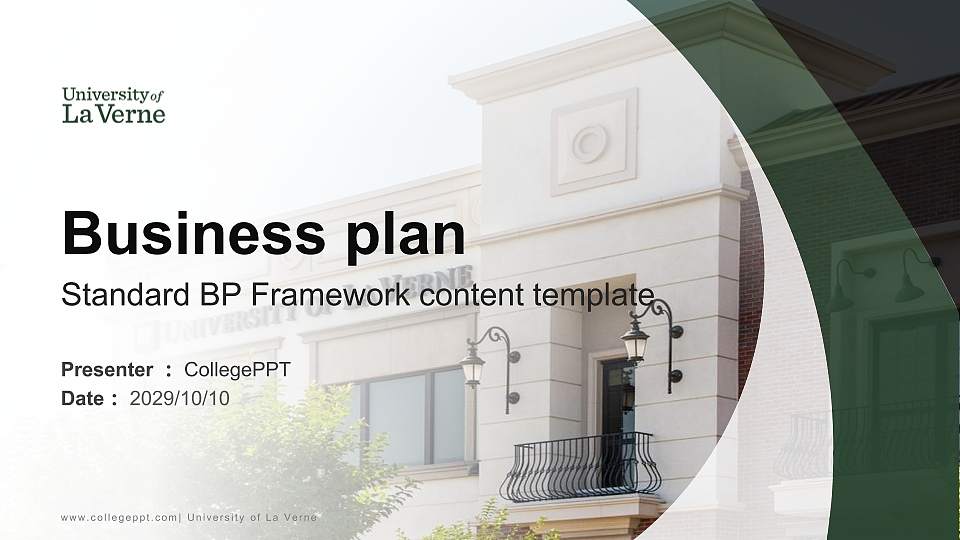 University of La Verne Competition/Entrepreneurship Contest PPT Template16:9 ratio PPT effect preview image