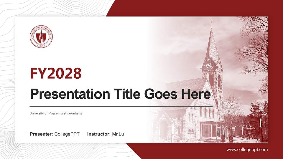 University of Massachusetts-Amherst Academic Presentation/Research Findings Report PPT Template16:9 ratio PPT effect preview image