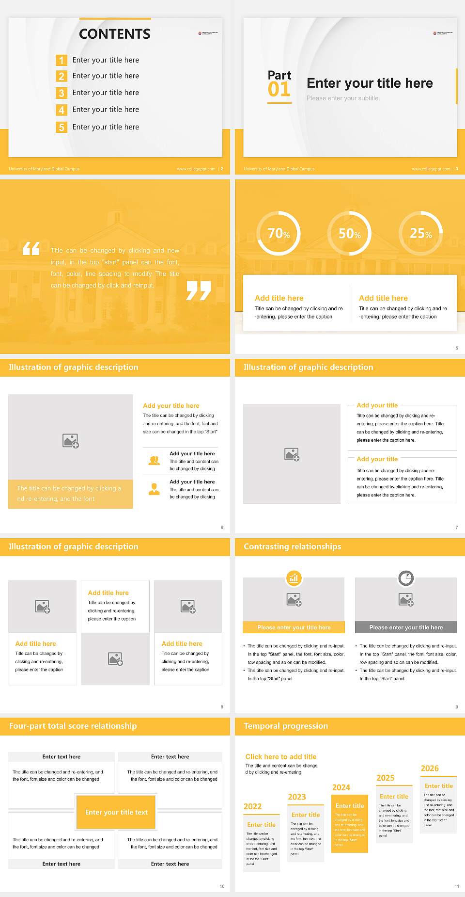 University of Maryland Global Campus Thesis Proposal/Graduation Defense PPT Template4:3 ratio PPT effect preview image2