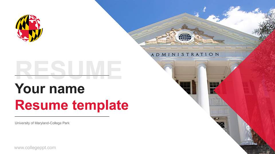 University of Maryland-College Park Resume PPT Template16:9 ratio PPT effect preview image