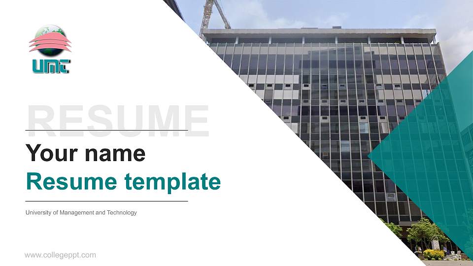 University of Management and Technology Resume PPT Template16:9 ratio PPT effect preview image