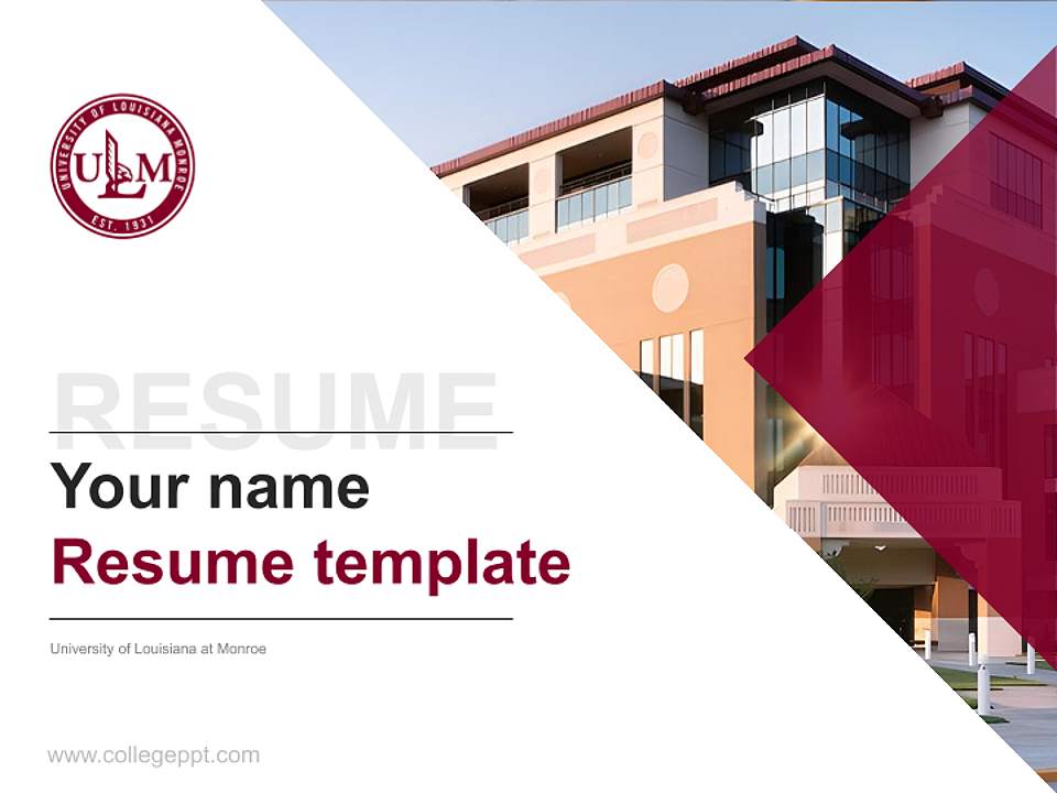 University of Louisiana at Monroe Resume PPT Template4:3 ratio PPT effect preview image5