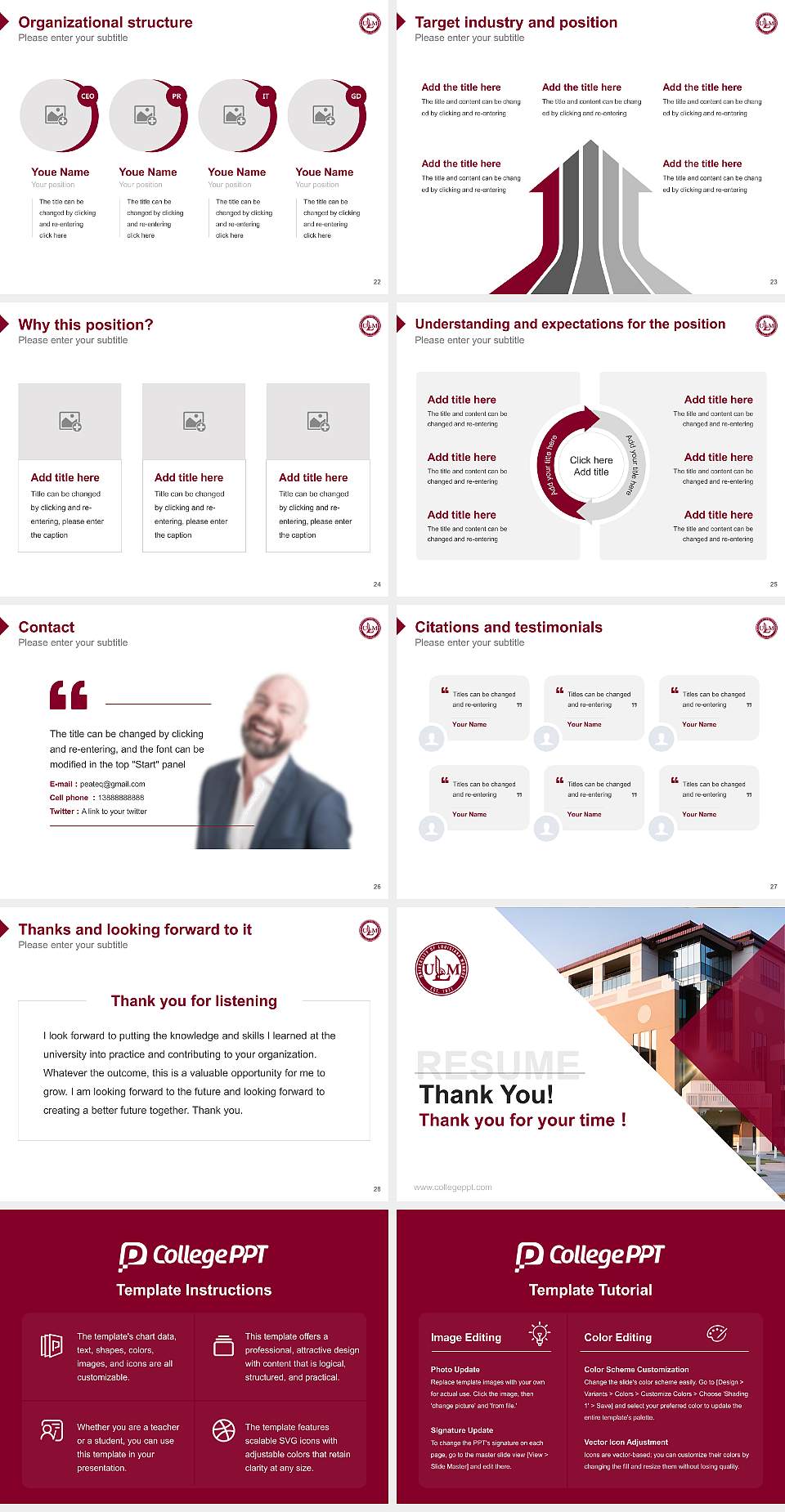 University of Louisiana at Monroe Resume PPT Template4:3 ratio PPT effect preview image4