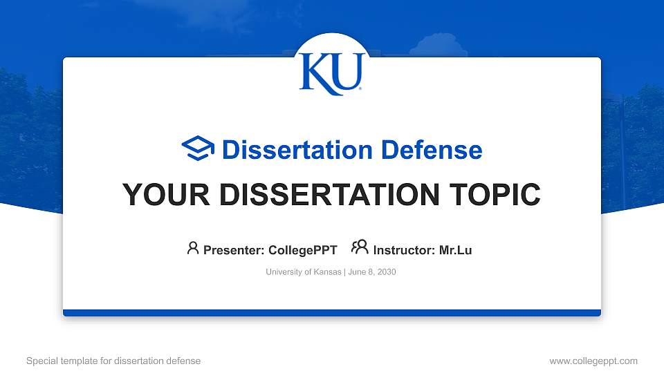 University of Kansas Graduation Thesis Defense PPT Template16:9 ratio PPT effect preview image