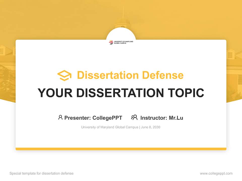 University of Maryland Global Campus Graduation Thesis Defense PPT Template4:3 ratio PPT effect preview image7