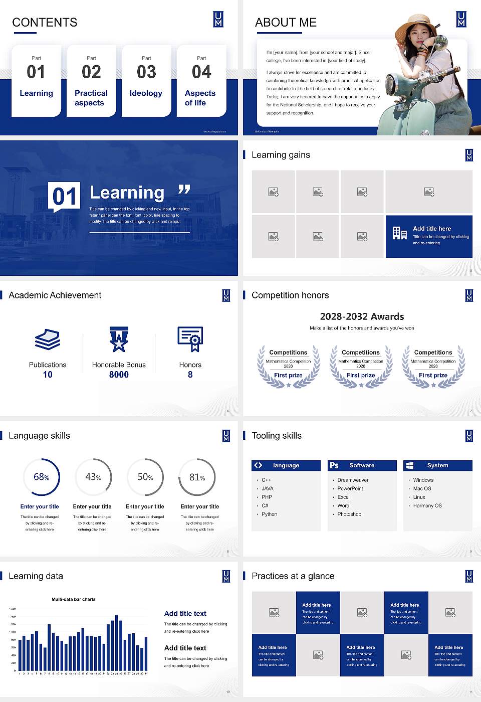 University of Memphis National Scholarship Defense PPT Template16:9 ratio PPT effect preview image2