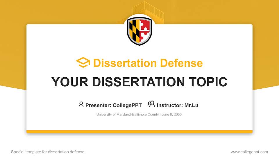 University of Maryland-Baltimore County Graduation Thesis Defense PPT Template16:9 ratio PPT effect preview image