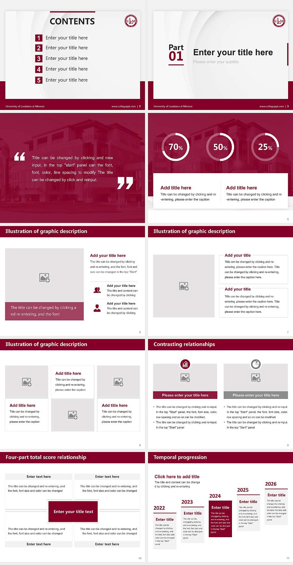 University of Louisiana at Monroe Thesis Proposal/Graduation Defense PPT Template4:3 ratio PPT effect preview image2