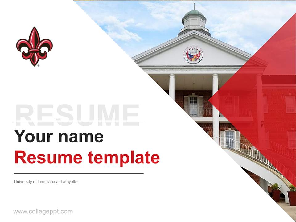 University of Louisiana at Lafayette Resume PPT Template4:3 ratio PPT effect preview image5