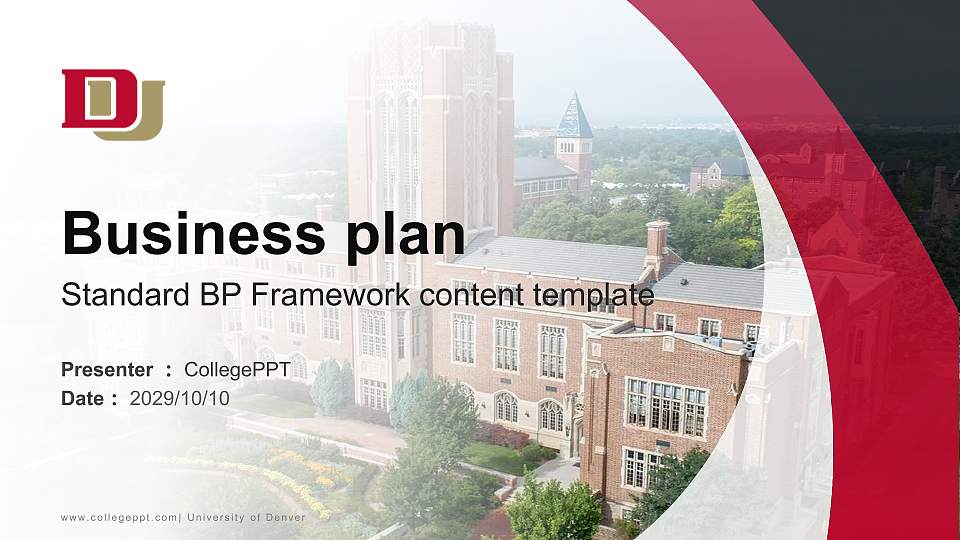 University of Denver Competition/Entrepreneurship Contest PPT Template16:9 ratio PPT effect preview image