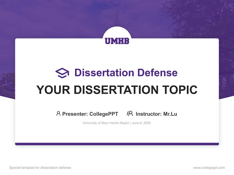 University of Mary Hardin-Baylor Graduation Thesis Defense PPT Template4:3 ratio PPT effect preview image7
