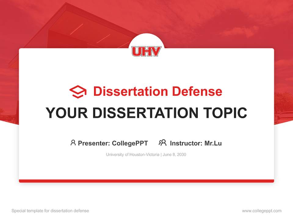 University of Houston-Victoria Graduation Thesis Defense PPT Template4:3 ratio PPT effect preview image7