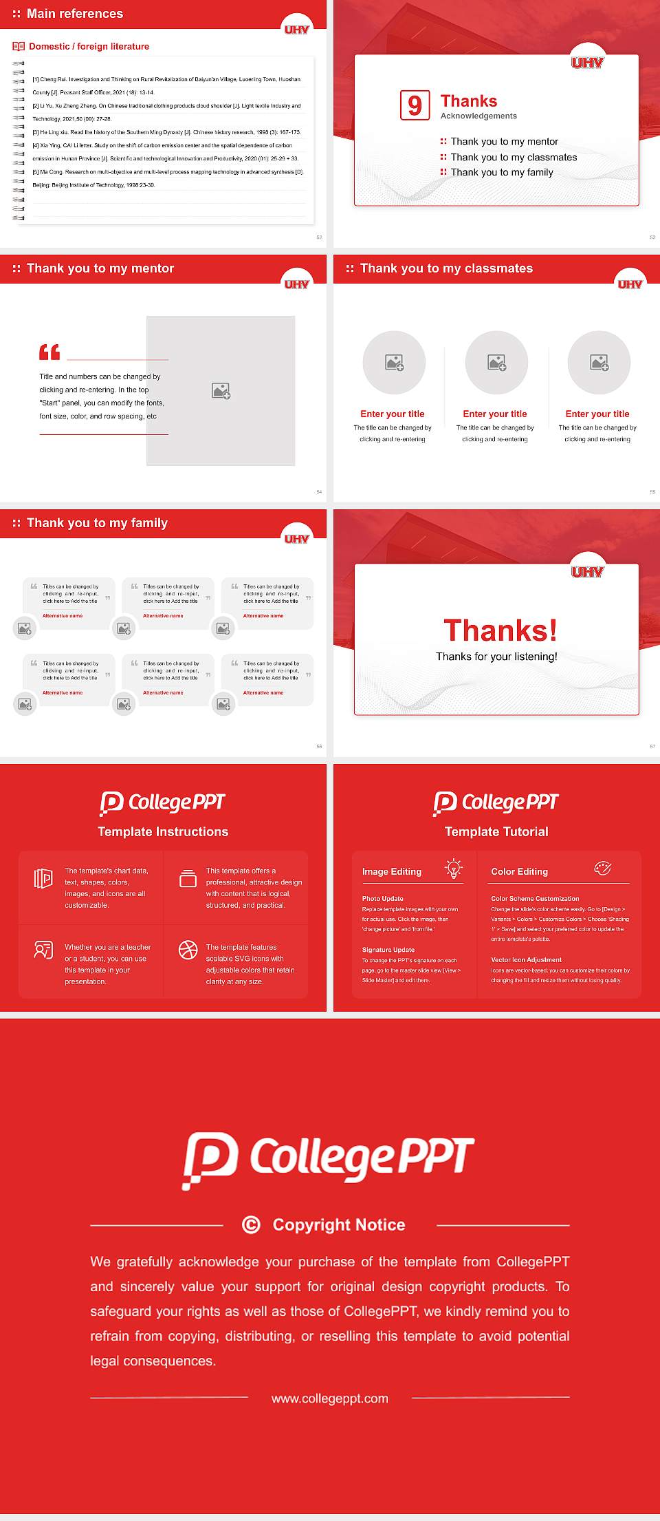 University of Houston-Victoria Graduation Thesis Defense PPT Template4:3 ratio PPT effect preview image7