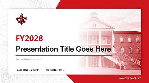 University of Louisiana at Lafayette Academic Presentation/Research Findings Report PPT Template