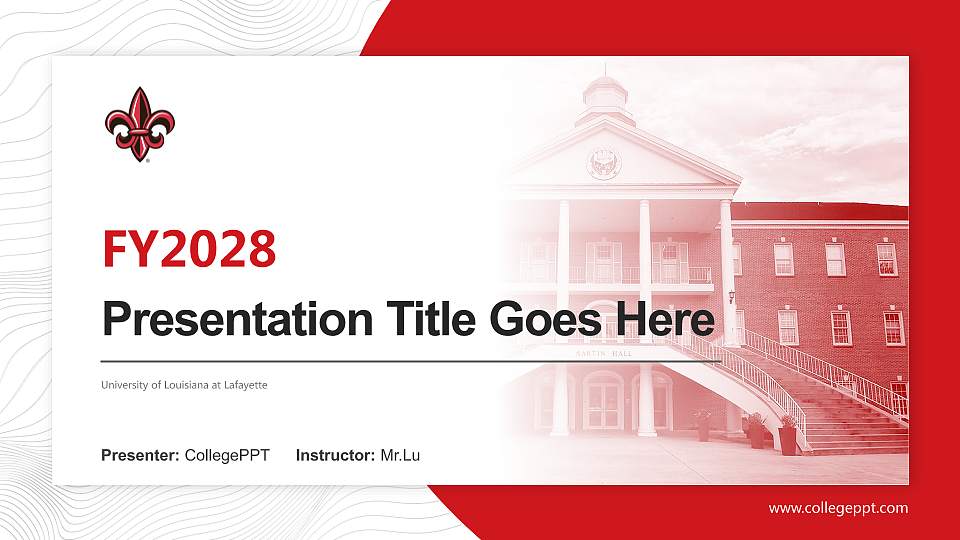 University of Louisiana at Lafayette Academic Presentation/Research Findings Report PPT Template16:9 ratio PPT effect preview image