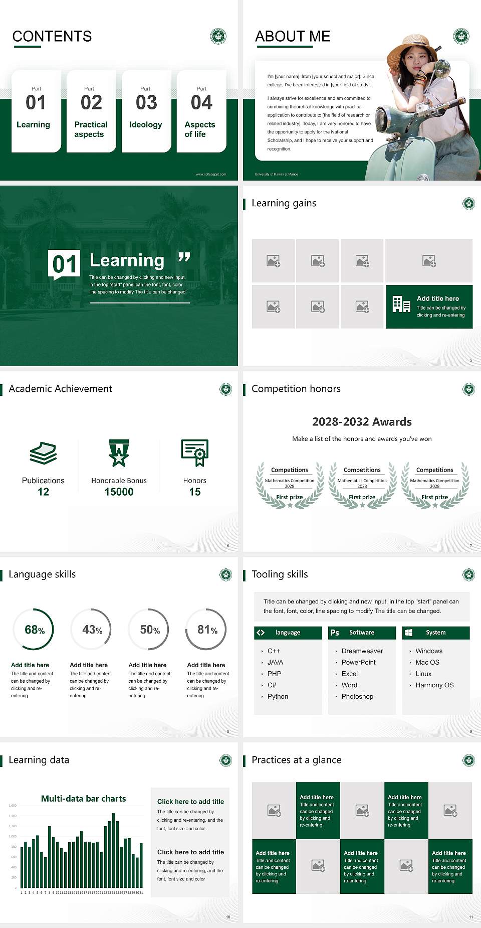 University of Hawaii at Manoa National Scholarship Defense PPT Template4:3 ratio PPT effect preview image2
