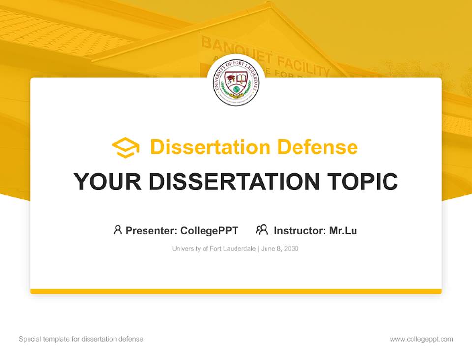 University of Fort Lauderdale Graduation Thesis Defense PPT Template4:3 ratio PPT effect preview image7
