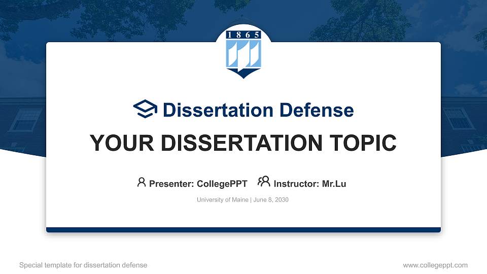 University of Maine Graduation Thesis Defense PPT Template16:9 ratio PPT effect preview image