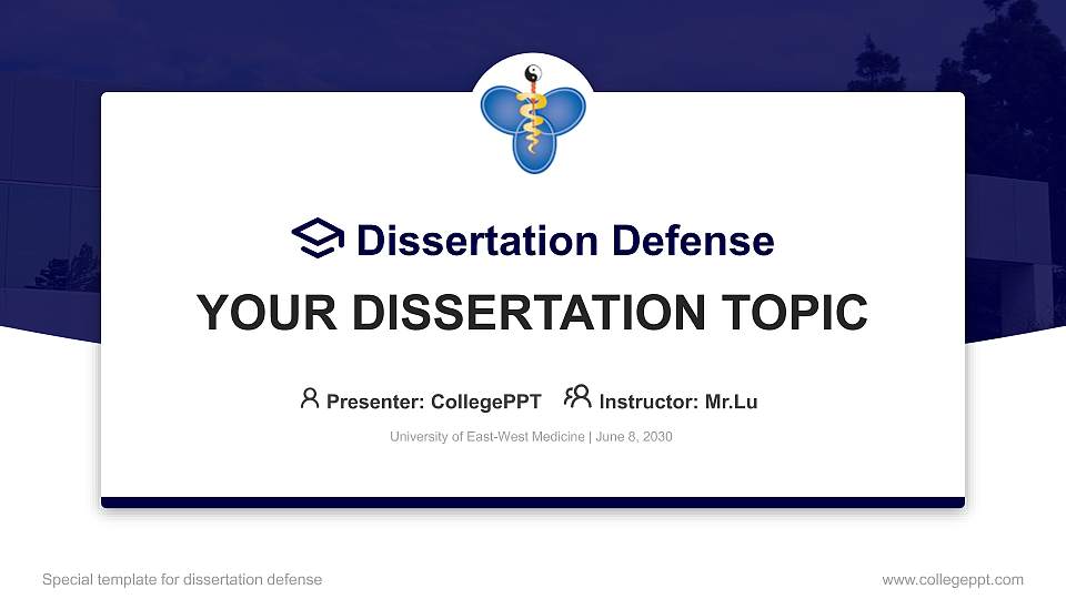 University of East-West Medicine Graduation Thesis Defense PPT Template16:9 ratio PPT effect preview image