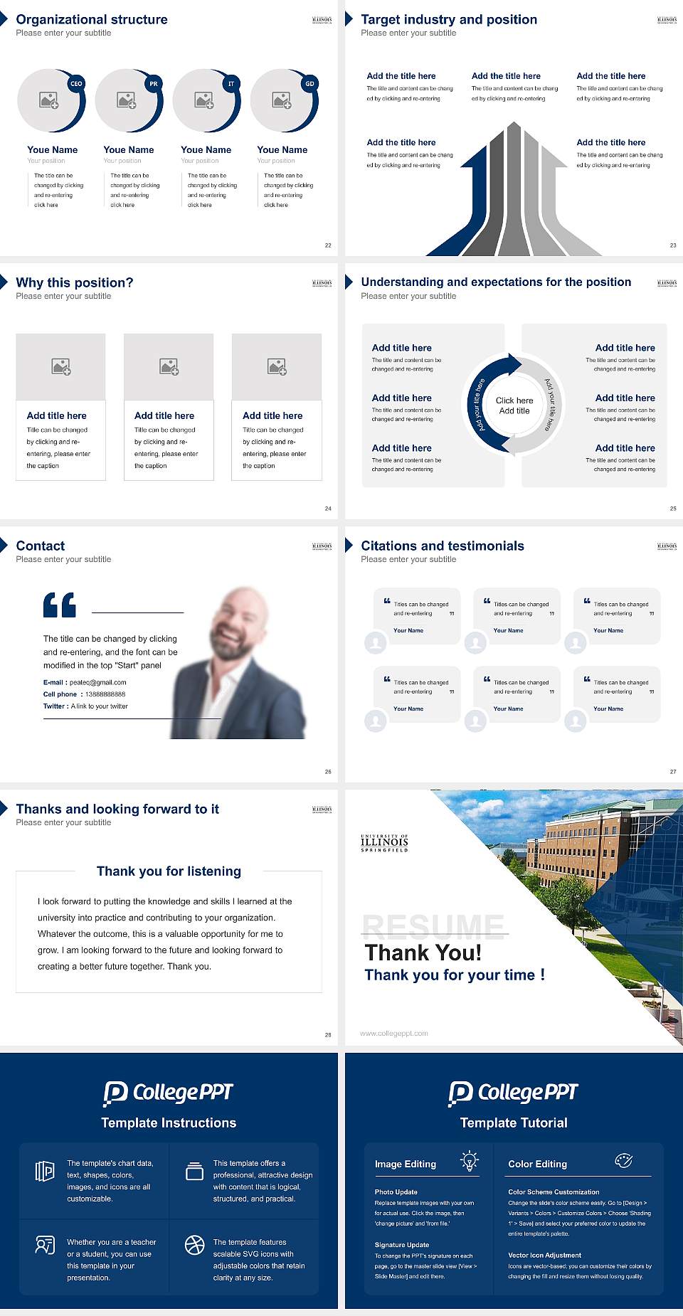 University of Illinois Springfield Resume PPT Template4:3 ratio PPT effect preview image4