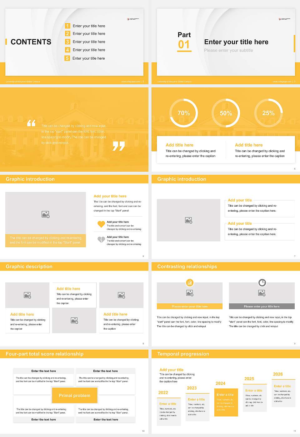 University of Maryland Global Campus Thesis Proposal/Graduation Defense PPT Template16:9 ratio PPT effect preview image2