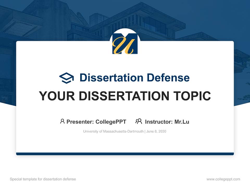 University of Massachusetts-Dartmouth Graduation Thesis Defense PPT Template4:3 ratio PPT effect preview image7