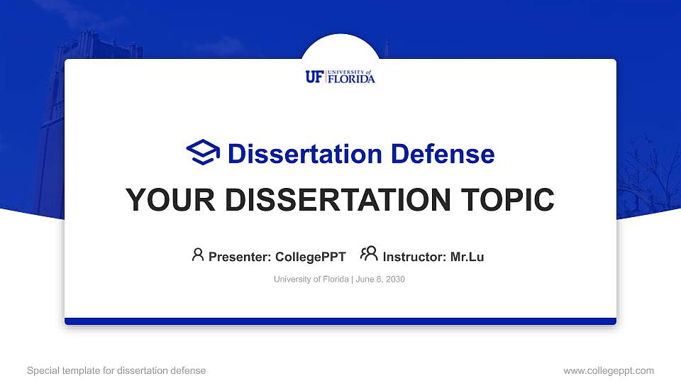University of Florida Graduation Thesis Defense PPT Template16:9 ratio PPT effect preview image