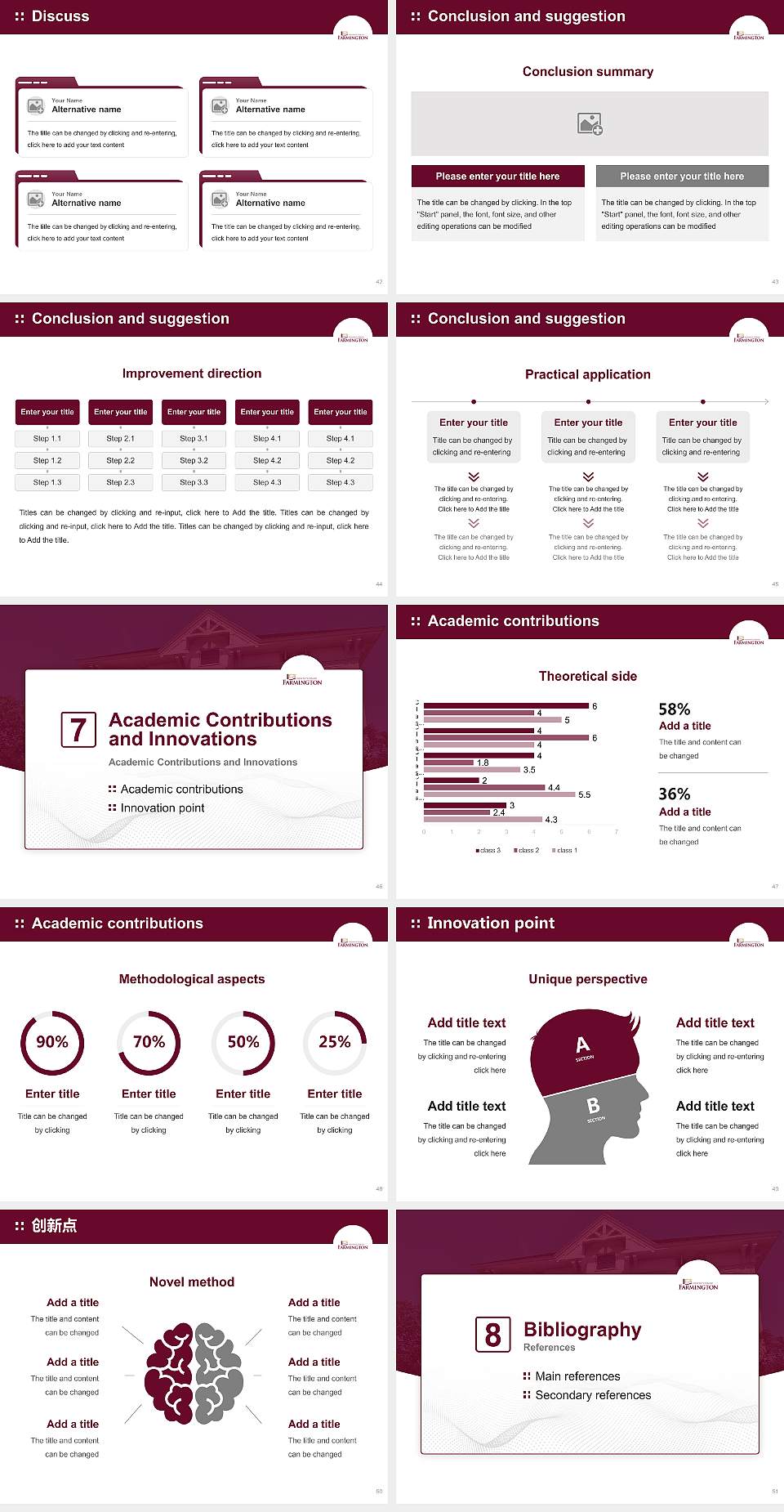 University of Maine at Farmington Graduation Thesis Defense PPT Template4:3 ratio PPT effect preview image6