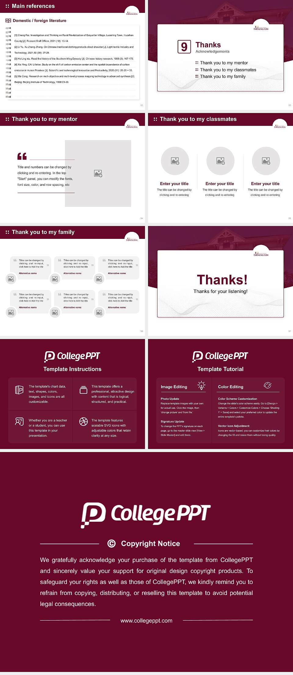 University of Maine at Farmington Graduation Thesis Defense PPT Template4:3 ratio PPT effect preview image7