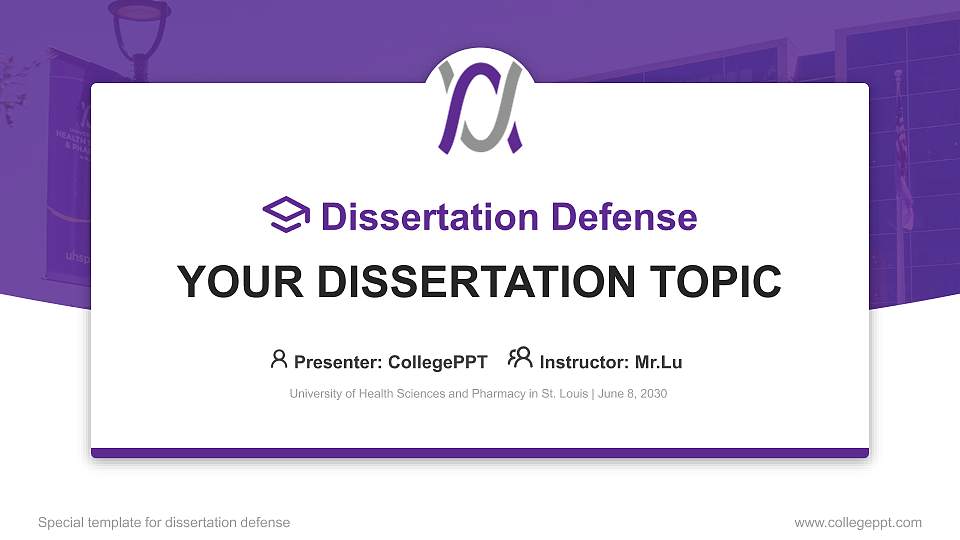University of Health Sciences and Pharmacy in St. Louis Graduation Thesis Defense PPT Template16:9 ratio PPT effect preview image