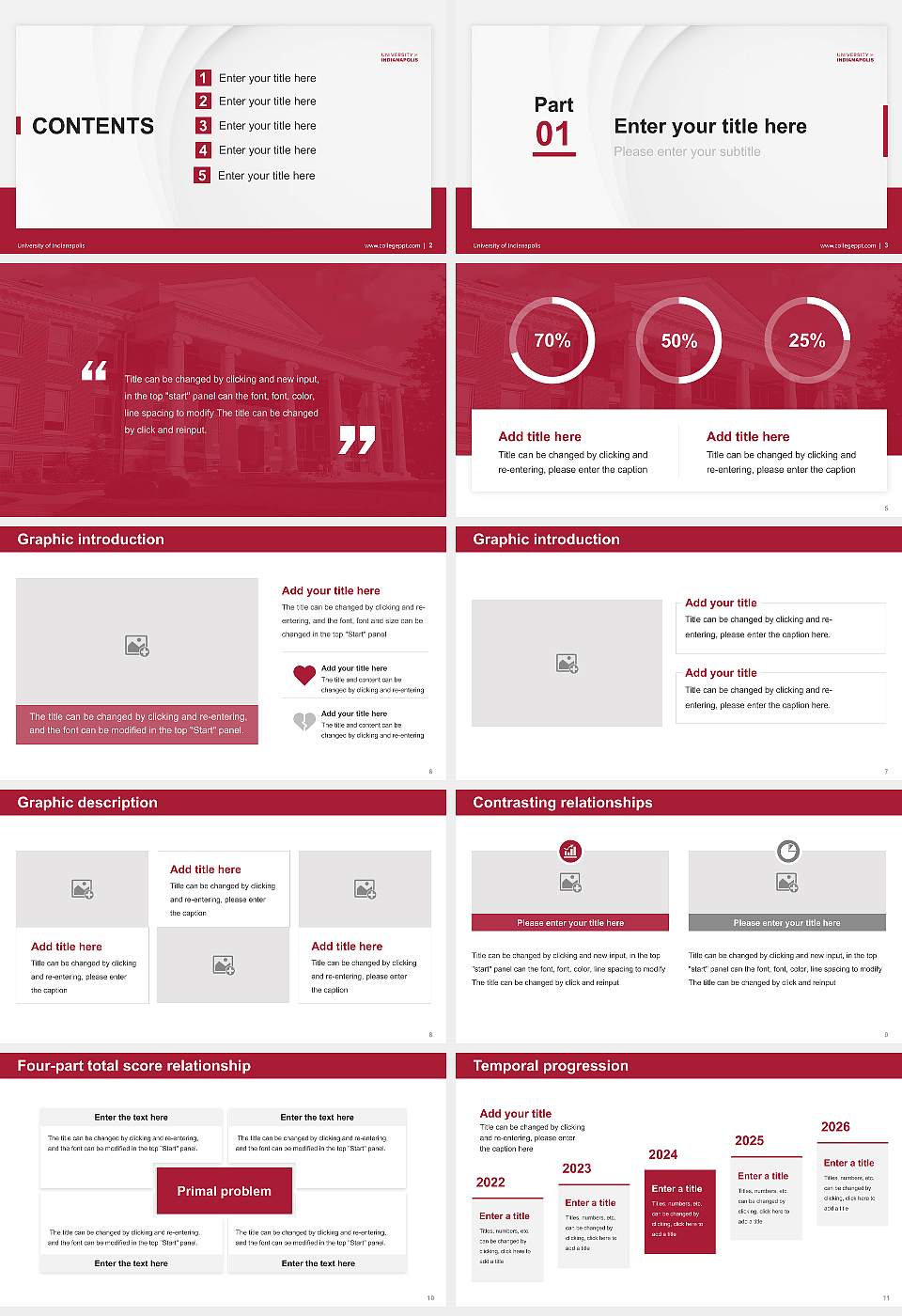 University of Indianapolis Thesis Proposal/Graduation Defense PPT Template16:9 ratio PPT effect preview image2