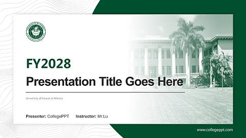 University of Hawaii at Manoa Academic Presentation/Research Findings Report PPT Template