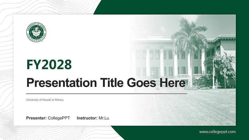 University of Hawaii at Manoa Academic Presentation/Research Findings Report PPT Template16:9 ratio PPT effect preview image1