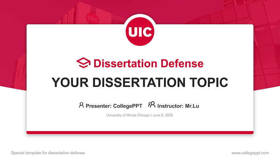 University of Illinois Chicago Graduation Thesis Defense PPT Template16:9 ratio PPT effect preview image