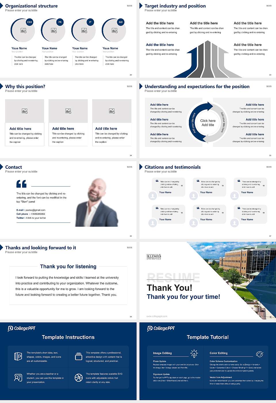 University of Illinois Springfield Resume PPT Template16:9 ratio PPT effect preview image4