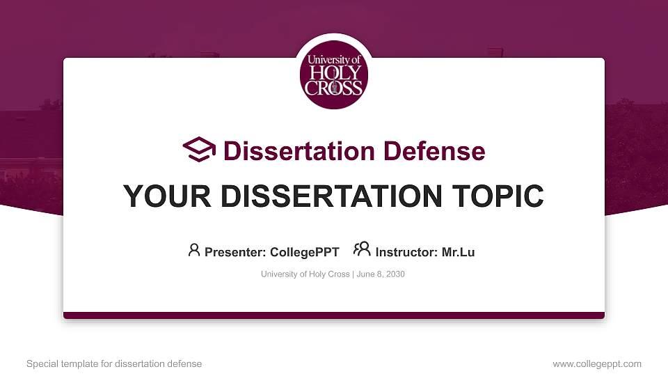 University of Holy Cross Graduation Thesis Defense PPT Template16:9 ratio PPT effect preview image