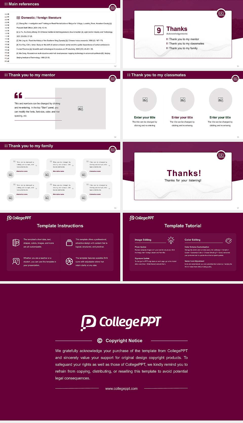 University of Holy Cross Graduation Thesis Defense PPT Template16:9 ratio PPT effect preview image7
