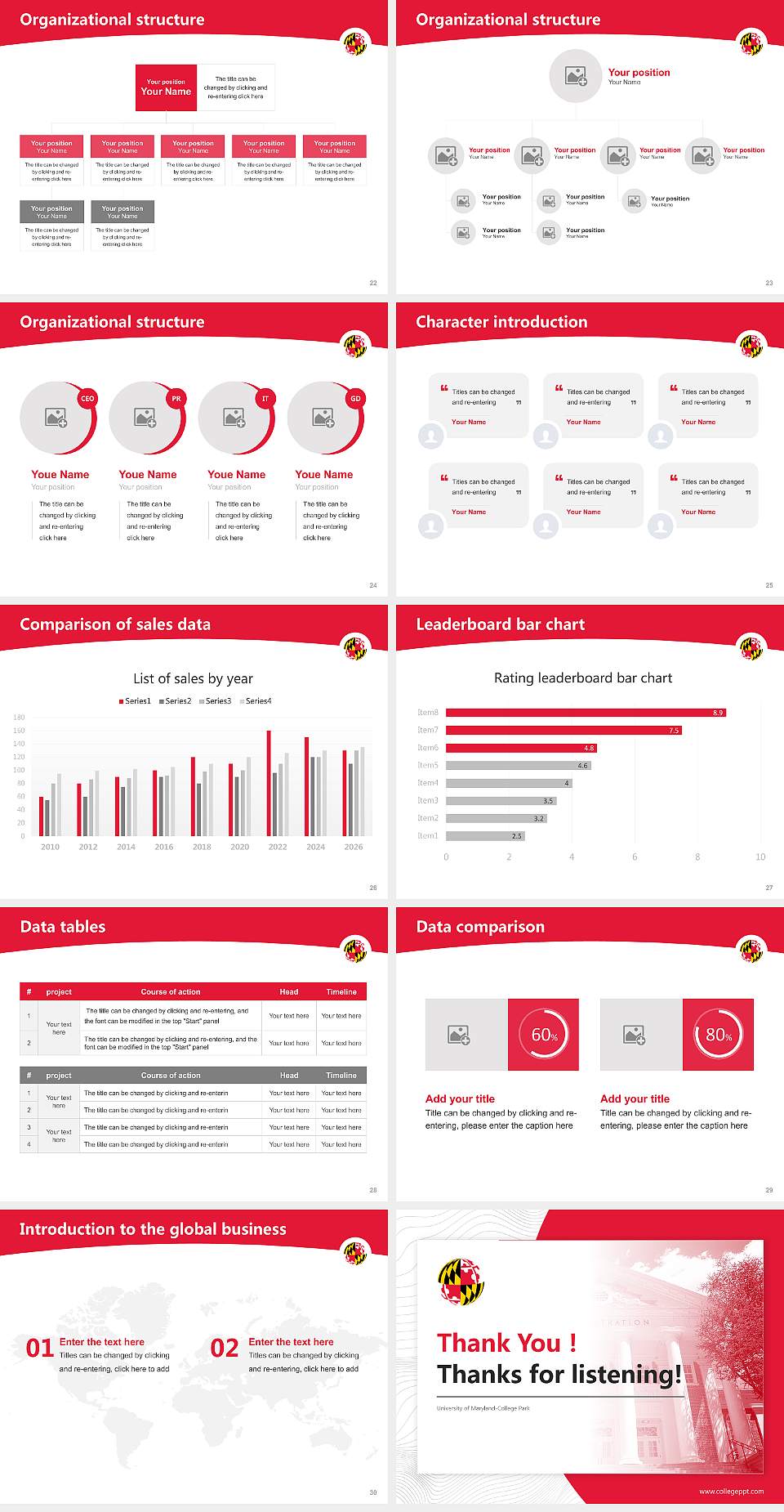 University of Maryland-College Park Academic Presentation/Research Findings Report PPT Template4:3 ratio PPT effect preview image4