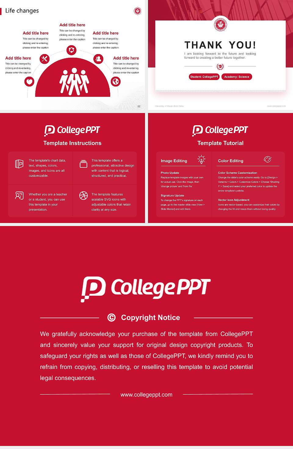 University of Hawaii-West Oahu National Scholarship Defense PPT Template4:3 ratio PPT effect preview image4
