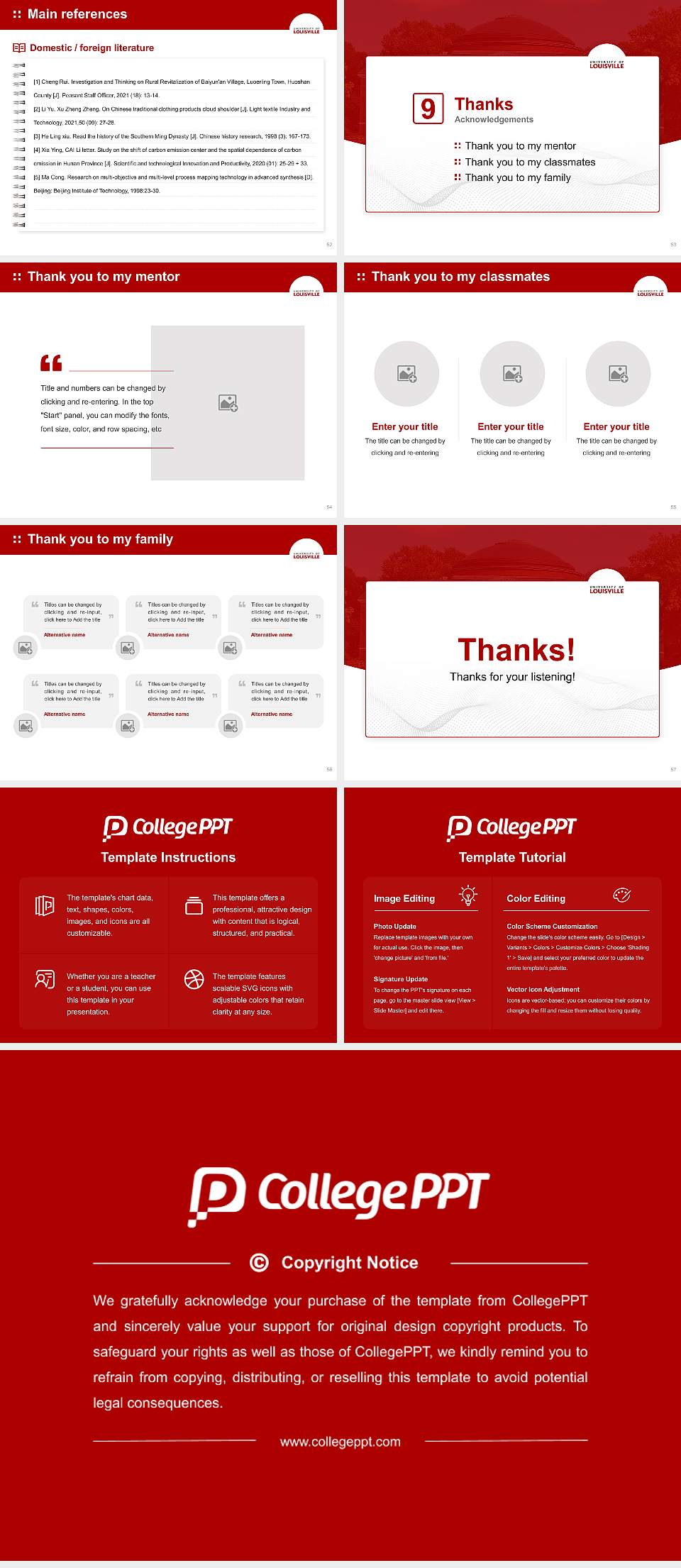 University of Louisville Graduation Thesis Defense PPT Template4:3 ratio PPT effect preview image7