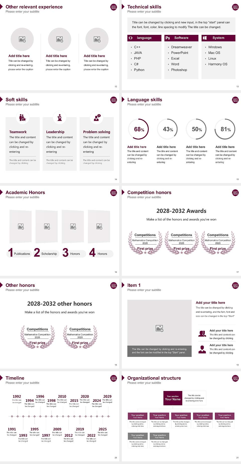 University of Holy Cross Resume PPT Template4:3 ratio PPT effect preview image3