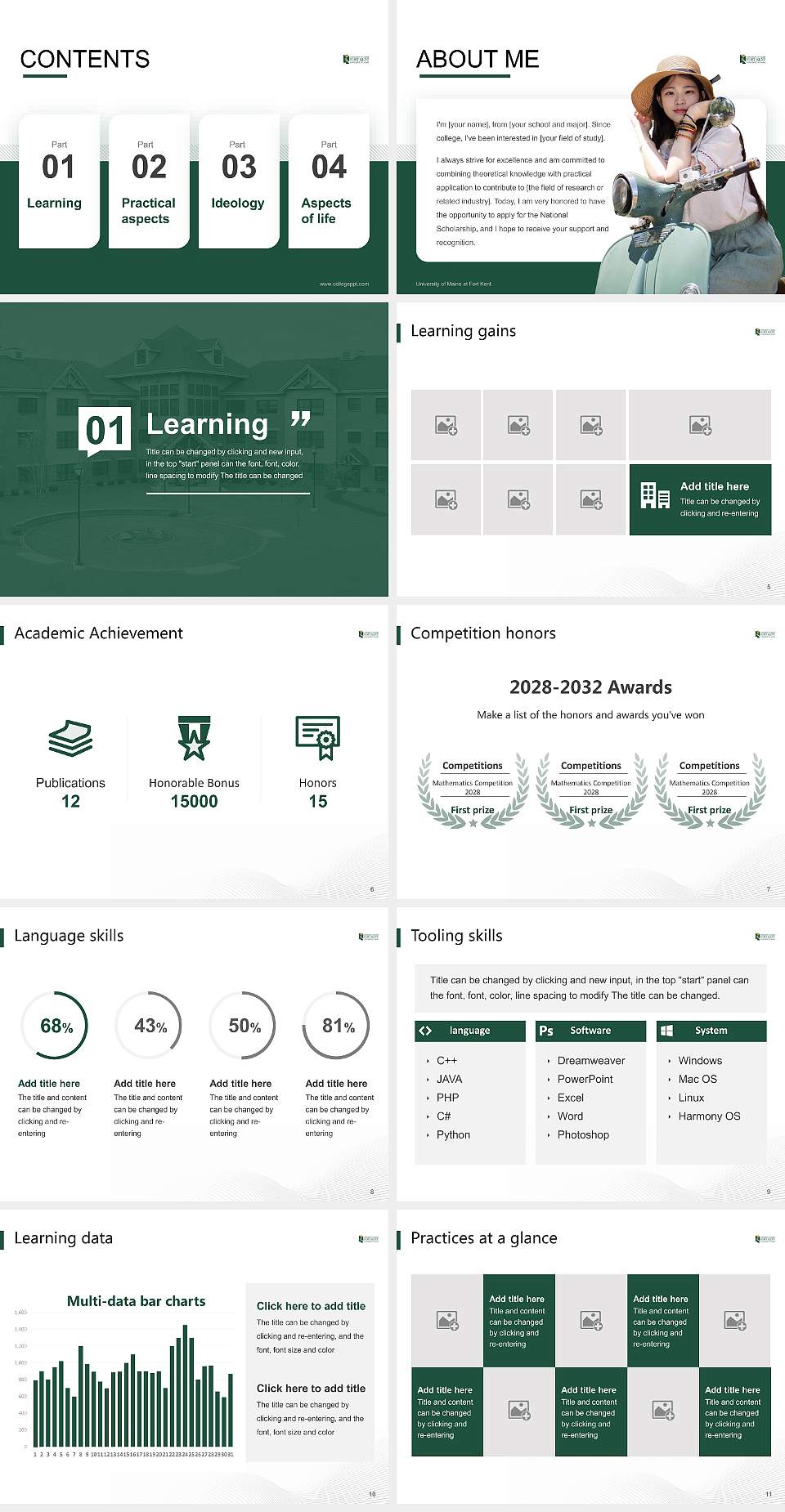 University of Maine at Fort Kent National Scholarship Defense PPT Template4:3 ratio PPT effect preview image2