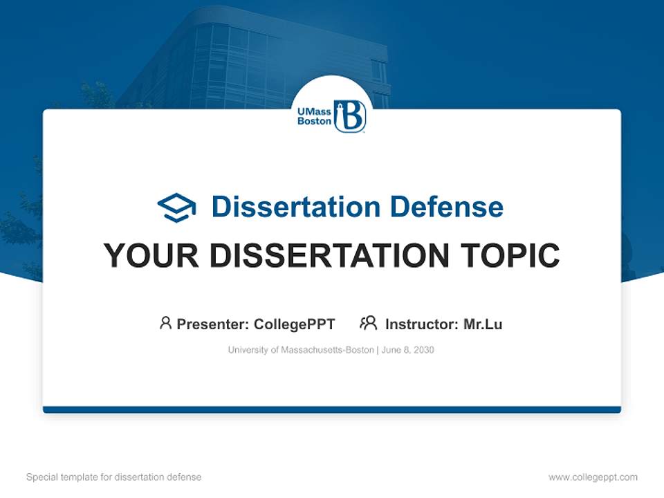 University of Massachusetts-Boston Graduation Thesis Defense PPT Template4:3 ratio PPT effect preview image7