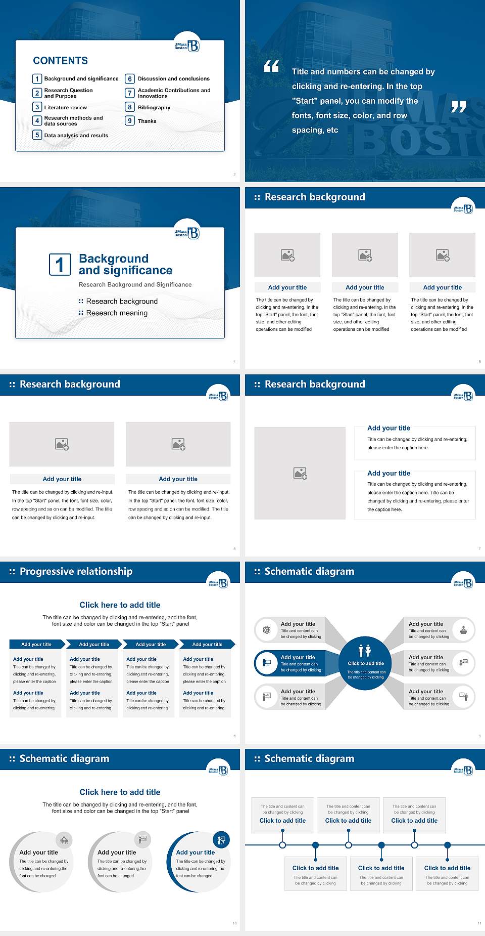 University of Massachusetts-Boston Graduation Thesis Defense PPT Template4:3 ratio PPT effect preview image2